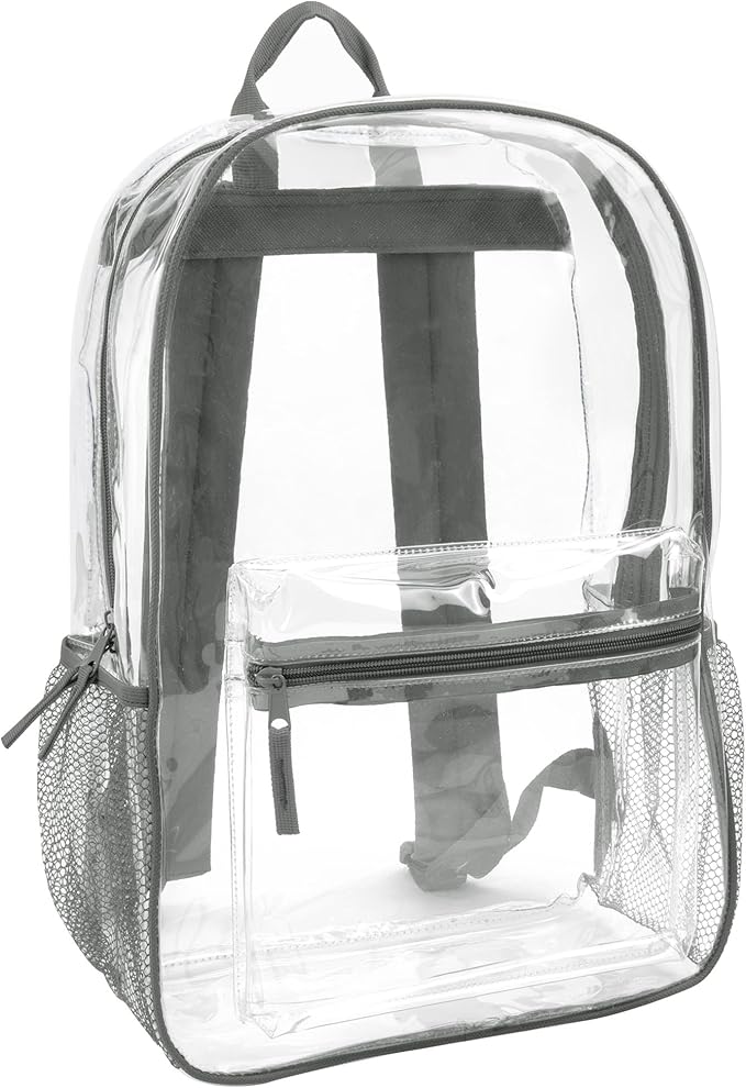 Trail maker Clear Backpack Heavy Duty with Padded Straps, Side Pockets for Kids, Boys, Girls, School, Stadium Approved Events