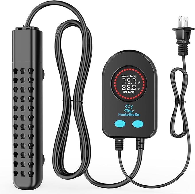 100W Aquarium Heater for 10-20 Gallon with Auto Shut-Off When Leaving Water—Submersible Fish Tank Heater, Dry-Burn & Overheat Protection, Explosion-Proof, Freshwater Saltwater Turtle Tank