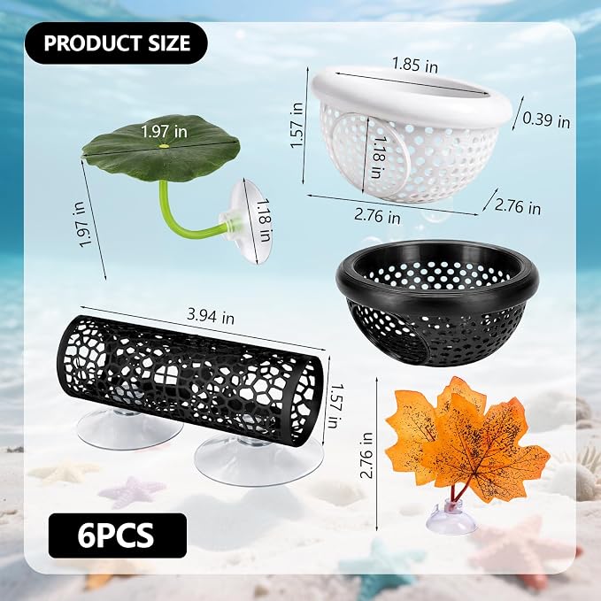 CZFDHP Betta Hammock, Floating Betta Hide, 6 PCS Fish Tank Decorations with Aquarium Plants, Betta Fish Tank Accessories for Resting and Hiding, Multi-Functional Play Spaces with Leaf Pads and Tunnel