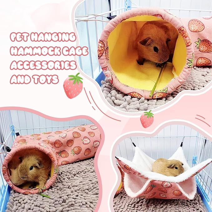 LYART Guinea Pig Rat Ferret Hammock and Warm Bed Small Pet Hideout Tunnel Cave Hanging Bunkbed Hammock Cage Toy for Hamster Sugar Glider Squirrel (2.Corner Tunnel)
