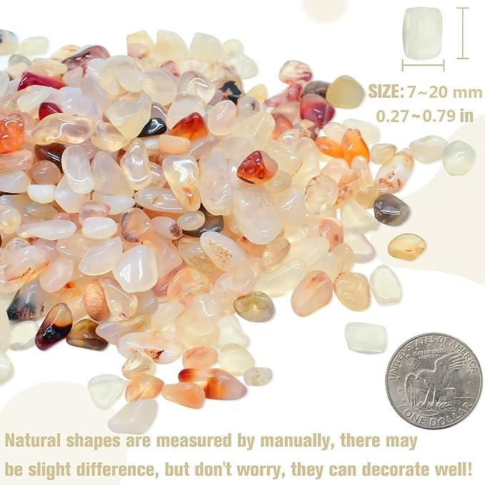 Halatool 1LB Aquarium Gravel, 0.27"-0.79" Crystal Pebbles for Fish & Plants | Polished, Safe, Landscaping Pebbles for Fish Tanks, Succulents, Plant Top Dressing, Fairy Gardens, Vase Filler, Home Decor