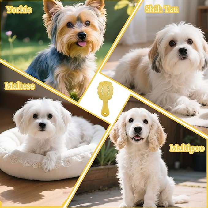 Cloud-Shaped Soft Bristle Small Dog Brush - Hollow Back Design for Easy Grooming - Ideal for Yorkie, Shih Tzu, Maltese Maltipoo Pomeranian- Puppy Essentials , Pet Hair Removal Essentials (Yellow)