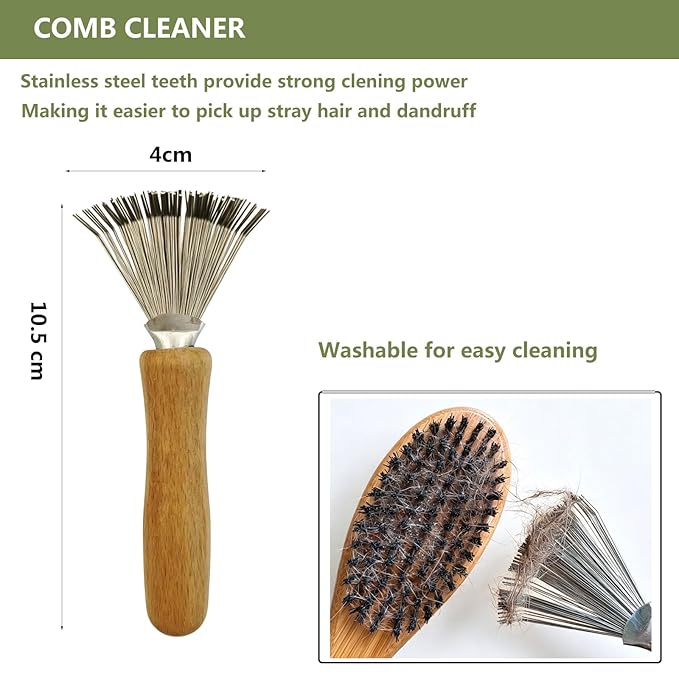 Double Sided Pet Slicker Brush with Bamboo Handle for Dogs and Cats, Grooming Comb for Shedding, Tangles, and Dead Undercoat
