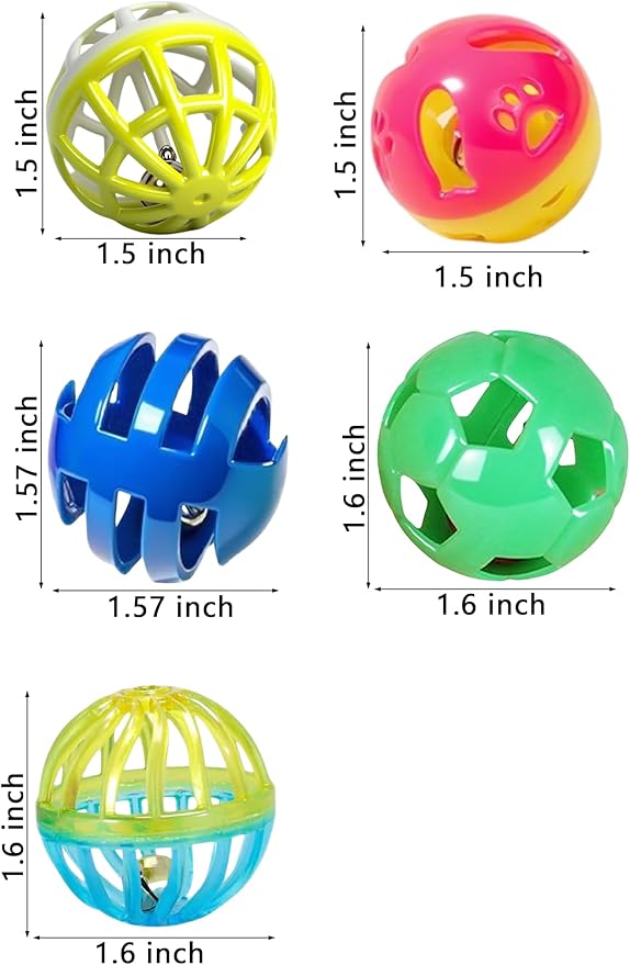 5-Pack Ferret Toys,1.5in Balls, Bells, for All Ferrets (1.5'')