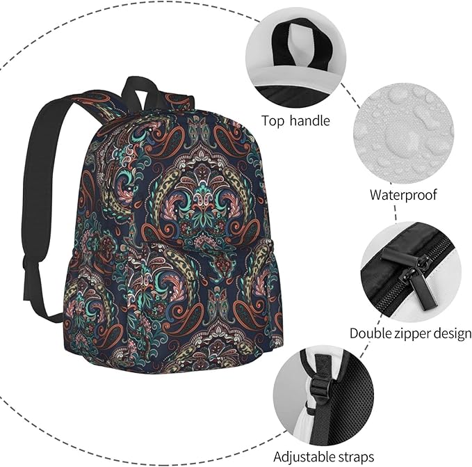 Pais-ley Backpack for Women 16.7 inch Travel Casual Laptop Backpack Lightweight Waterproof Durable Hiking Daypack
