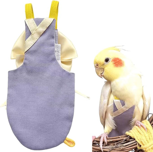 Bird Flight Suits Diapers, Parrot Flight Suits Diapers for Quaker Parakeets Cockatiels Conures Macaw African Grey, Bird Diaper, Parrot Clothes (Purple B,Sulphur-Crested Cockatoo)