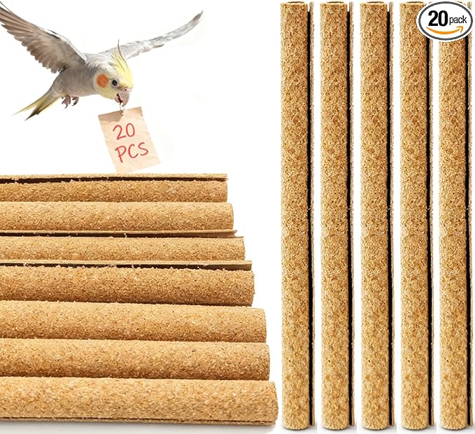 20-Pack Sanded Perch Covers for Parakeets - Bird Perchs Covers 7.5" L x 3/8" D Bird perches for Parakeets, Lovebirds, Parrotlets, Canaries and Other Small Birds (20pcs Small 7.5" L x 3/8" D)