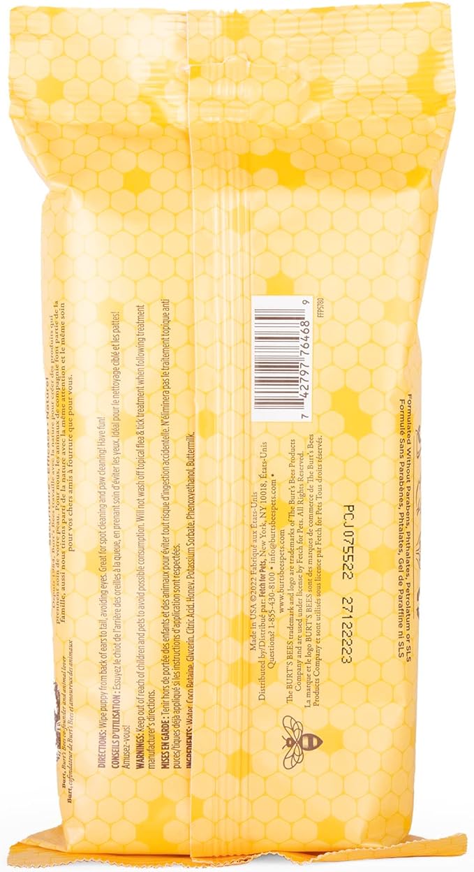 Burt’s Bees for Pets Gentle Cleansing Puppy Wipes with Buttermilk - Hypoallergenic, 98% Natural Origin Wipes That Gently Cleanse and Condition, Safe Formula, 50 Count - 6 Pack