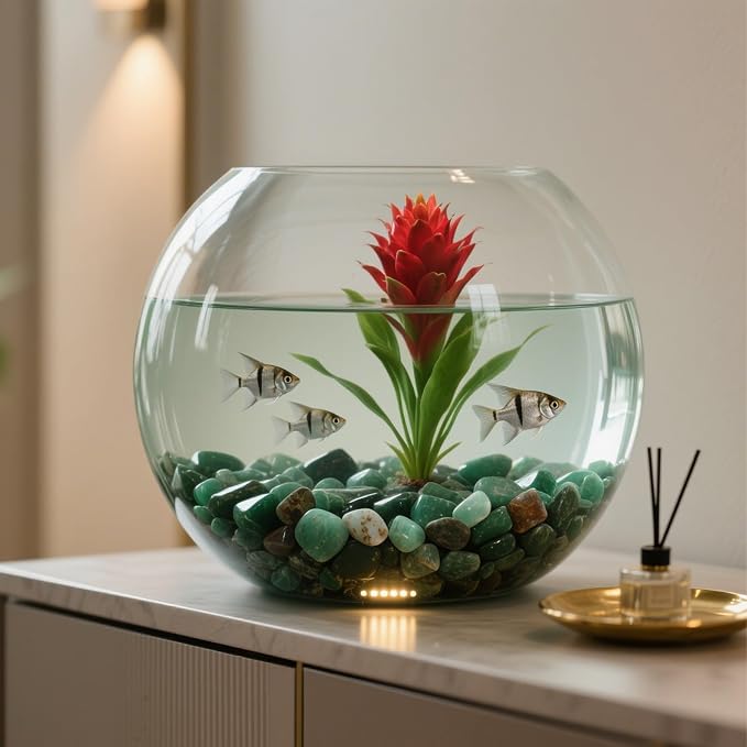 Aquarium Decor Gravel 0.96LB Natural Pebbles Fish Tank Stones Vase Filler Succulent Rocks Polished Crushed Bulk Irregular Shaped - Green