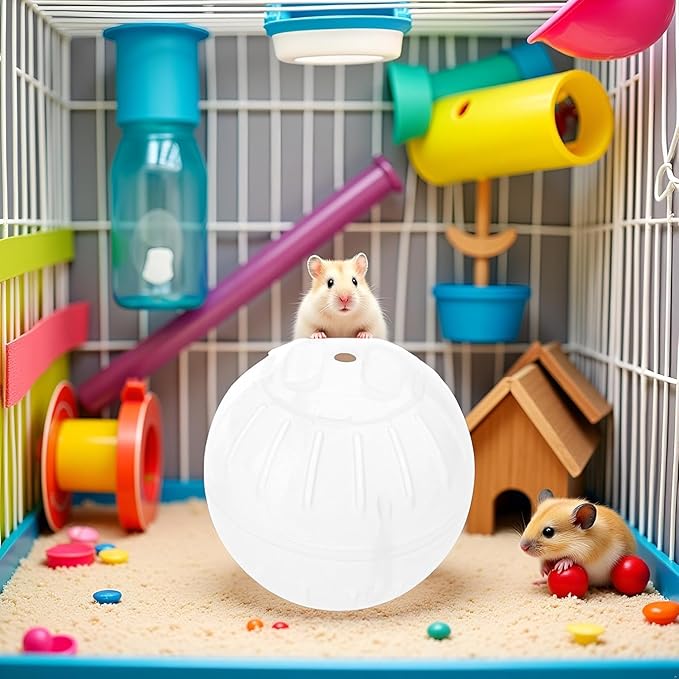 1Pc White-Transparent Plastic Silent Hamster Ball, Exercise Ball for Small Animals, Spinner Hamster Running for Sugar Gliders Small Mice Gerbils Hamsters (Diameter 10 cm