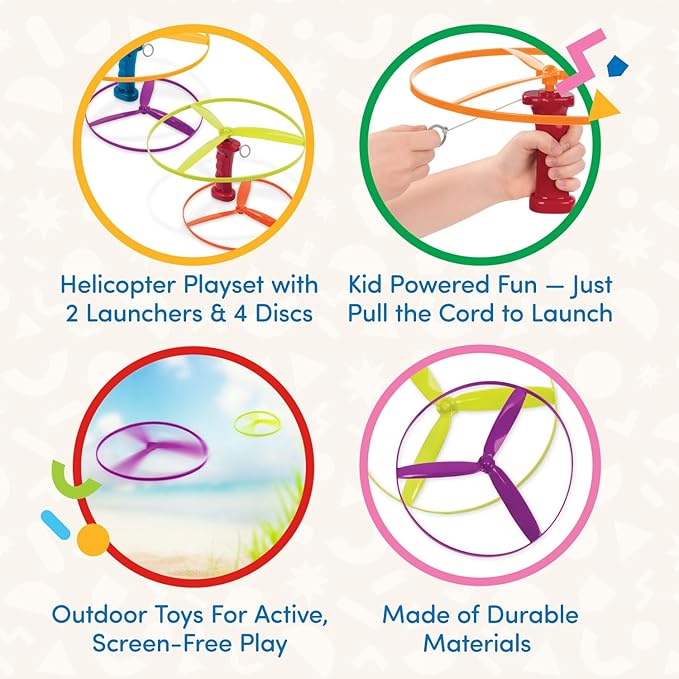 Battat – Flying Disc Toy – 2 Launchers & 4 Discs – Helicopter Playset – Outdoor Toys for Summer – 3+ Years– Skyrocopter