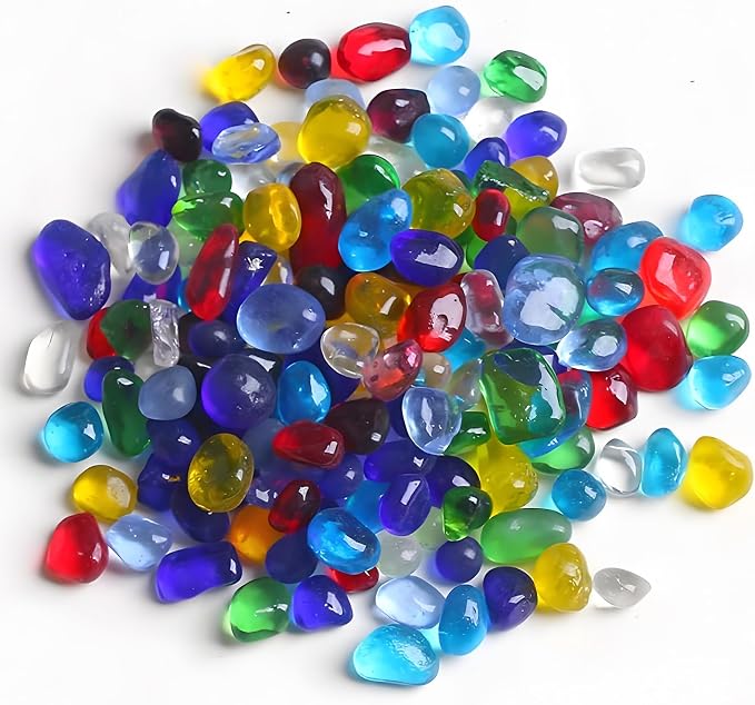 2 Lb Sea Glass for Crafts, 0.2-0.35" Gravel for Aquarium, Fish Tank, Freshwater Tank, Turtle Tank, Colorful Small Rocks for Pots Indoor, Decorative Pebbles for Indoor Plants