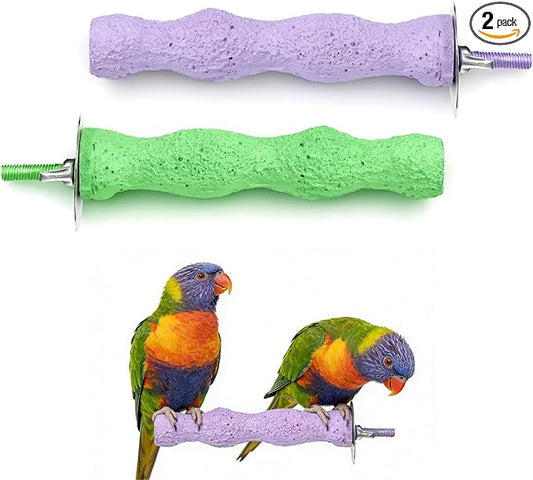 Bird Beak Grinding Stone, 2 Pcs Parrot Resin Beak Grinder Stones Anti-Slip Parakeet Nail Trimming Stick Platform Foot Claws Trimmer for Parrot Cage Accessories
