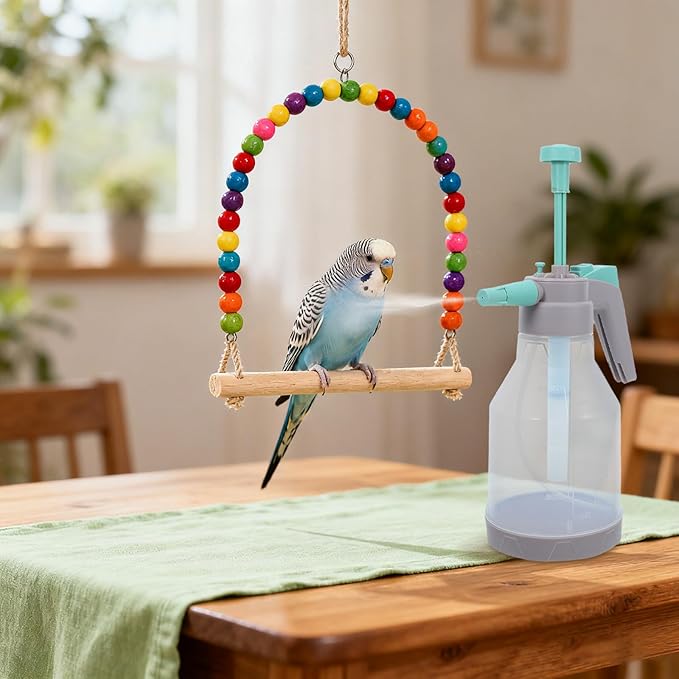 KOMBIUDA Bird Shower Misting Sprayer Bottle: 1.5L/50.72 Fl Oz Handheld Parrot Bath Sprayer Mist Cleaning Tool - Bird Mister for Parakeet Parrot Cockatiel