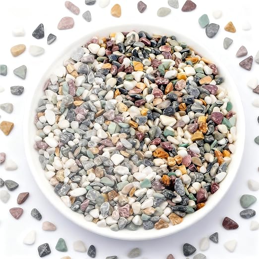 River Rocks, Landscaping Pebbles, Natural Decorative Stones, 1 Pound | Ornamental Gravel Filler For Flower Bed, Fish Tank, Plants, Vases, Succulents, Home & Garden Landscaping Decoration