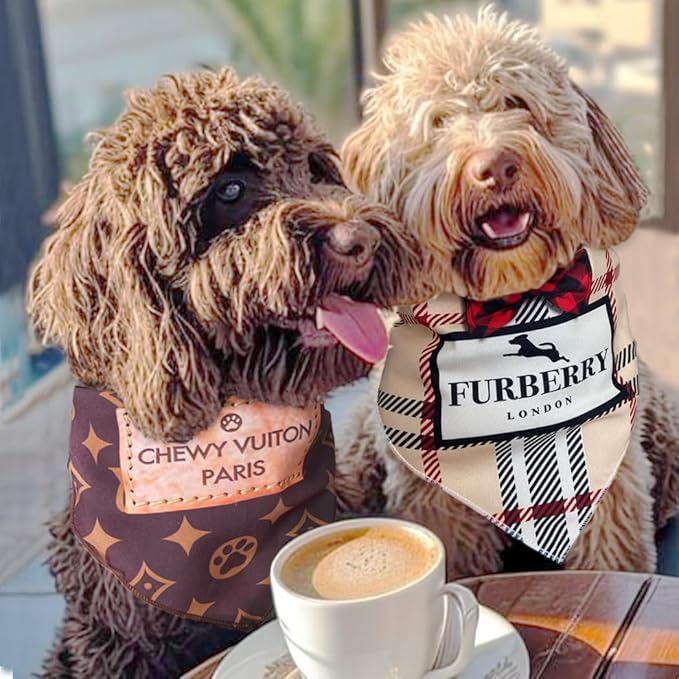 Dog Bandana Furry Designer Fashion Clothes Scarf kercheif for Small Medium and Large Dogs. Funny Parody Gift for Girl or boy Dog Soft Durable Fabric, Adjustable tie-on Style Triangle