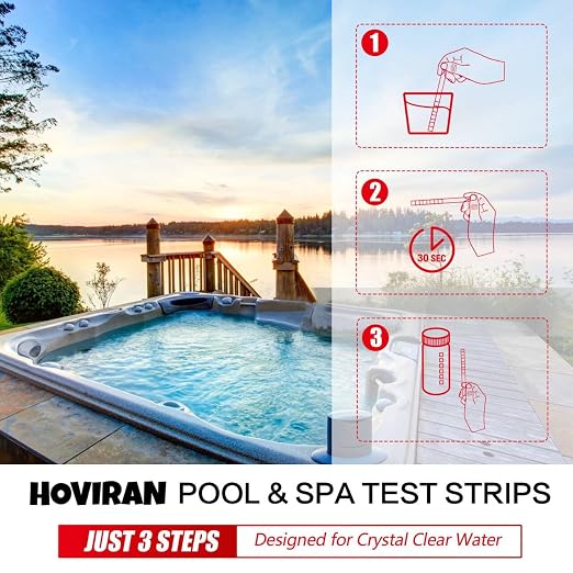 Pool Test Strips 7 Way, Quick Pool and Spa Test Strips 125ct Hot Tub Test | Reliable Water Testing Kit for Bromine, Total Alkalinity, pH, Free Chlorine, Total Hardness, Cyanuric Acid and Total Chlorine