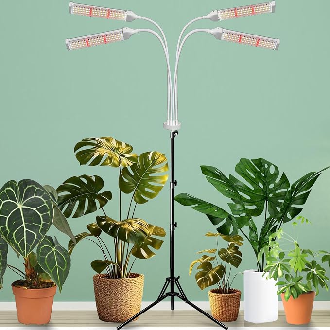 LED Grow Lights for Indoor Plants Full Spectrum, LED Plant Light with Stand, Adjustable Height, Plant Grow Lights with Auto 4/8/12/H Timer for Indoor Tall Plants (420 LEDs)