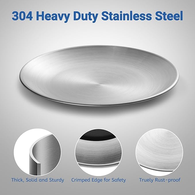 Cat food bowl, anti whisker fatigue stainless steel cat tray for indoor and outdoor cats, shallow wide cat tray for food and water, anti slip silicone bottom