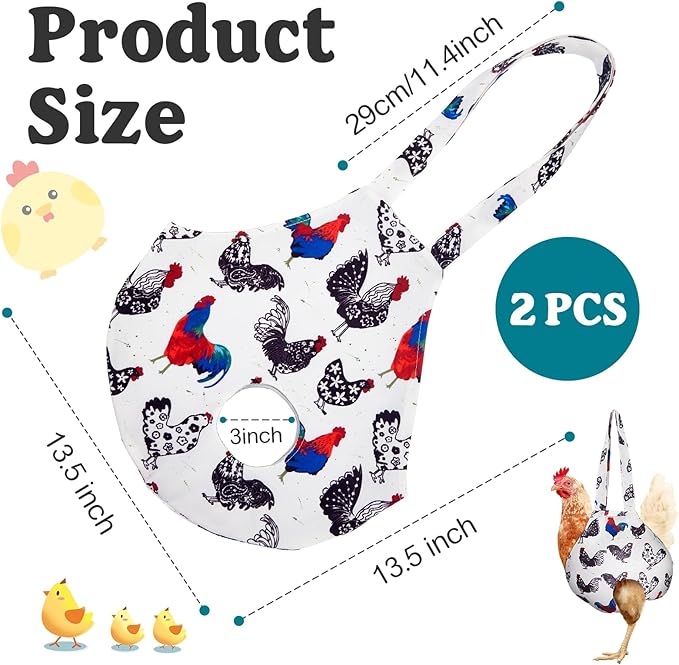 Paterr 2 Pack Chicken Holder Bag, Chicken Carrier Sling Catching Hand Bag Hen Sling with Handle Farm Supplies for Hen Rooster Transport Traveling Hiking Driving(White,13.5 x 13.5 Inch)