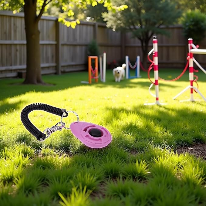 2pc Pink Clicker Easy to Use with Button Dog Training Accessories Strong and Long-Lasting,Training and Behavior Aids