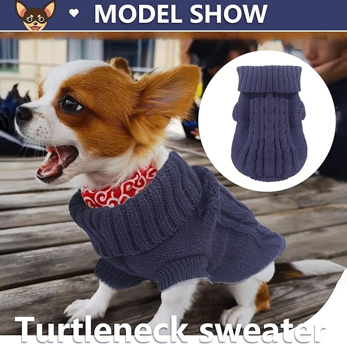 2 Pieces Dog Sweaters for Small Dogs, Chihuahua Yorkie Sweater, Dog Clothes Winter Warm Pullover Sweaters, Pet Cat Clothing Cold Weather Puppy Clothes Outfits (Small)
