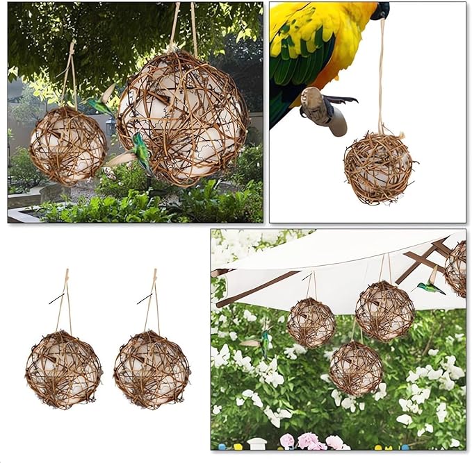 2PCS Handmade Birdhouse Materials, 2025 New Bird Nesting Ball Material for Wild Birds, Hummingbird Nesting Humming Bird House Material Gifts for Bird Watching Nature Lovers, 2Pcs 3.15in