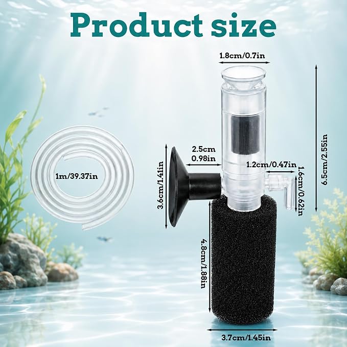 Mini Aquarium Filter Aquarium Sponge Filter Air Driven Sponge Filters Mini Sponges Fish Filters for Small Fish Tank 0.5-5 Gallon