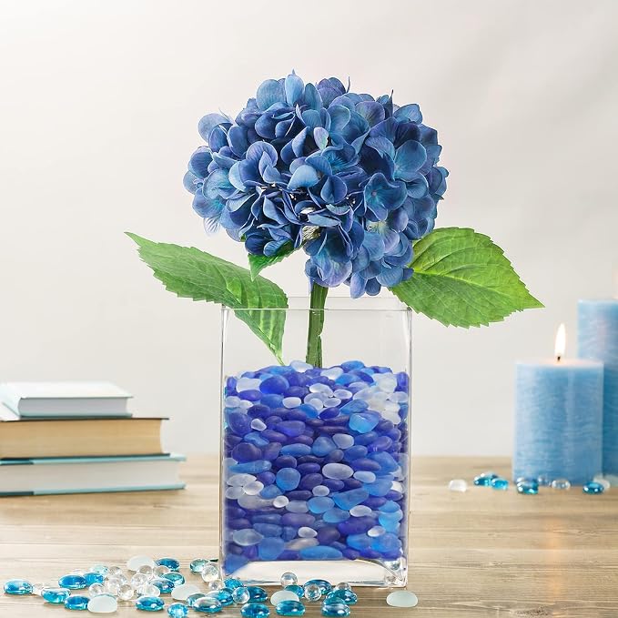 QYGL Sea Glass Stones - 2.9LB/46.4oz Blue Mixed Frosted Glass Pebbles | Glass Gemstones Perfect for Aquarium Rocks, Fish Tank Gravel, Vase Fillers, Seaglass DIY Crafts, and Home Decor