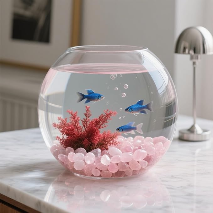 0.96LB Rose Quartz Aquarium Gravel Natural Crystal Crushed Vase Filler Fish Tank Decorative Succulent Rocks Bulk Tumbled Polished Irregular Shaped
