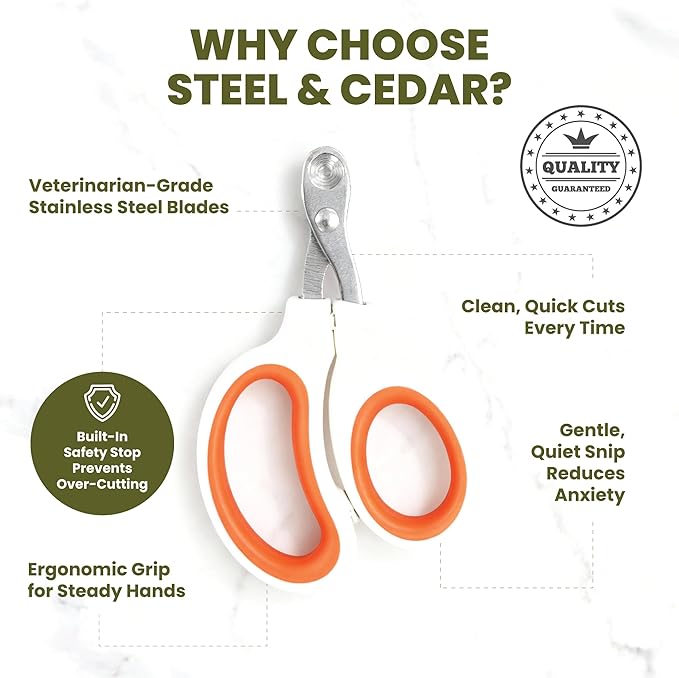 Steel & Cedar™ Rabbit Nail Clippers – Safe, Gentle Pet Nail Trimmer for Rabbits, Bunnies, Guinea Pigs, Ferrets & Small Animals – Stainless Steel Blades, Non-Slip Grip, Easy At-Home Grooming