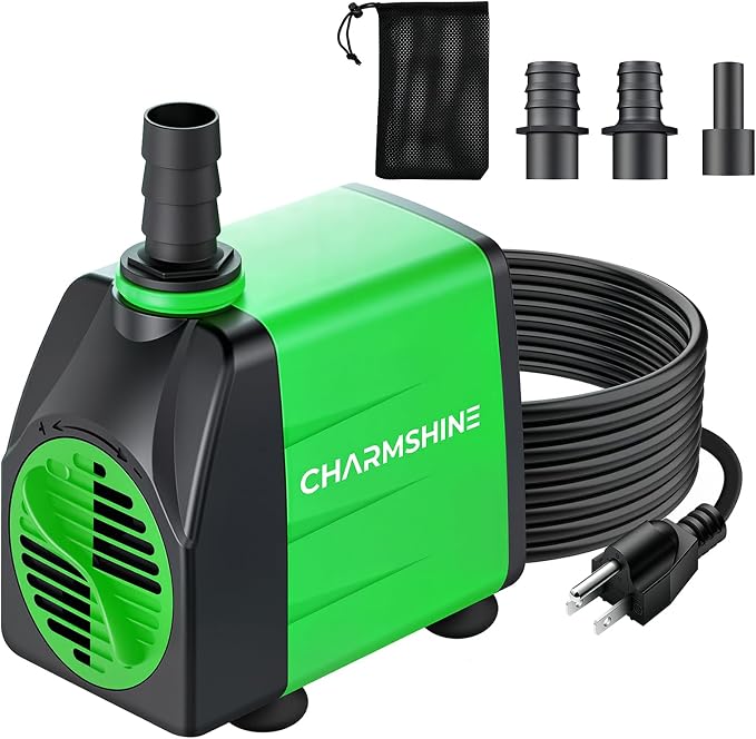 Small Fountain Pump Submersible Water Pump Aquarium 20W 396 GPH with 3 Nozzles & Free Filter Screen, Reinforced Motor, 8.2ft Power Cord Water Pump for Fish Tank,Hydroponics,Pond