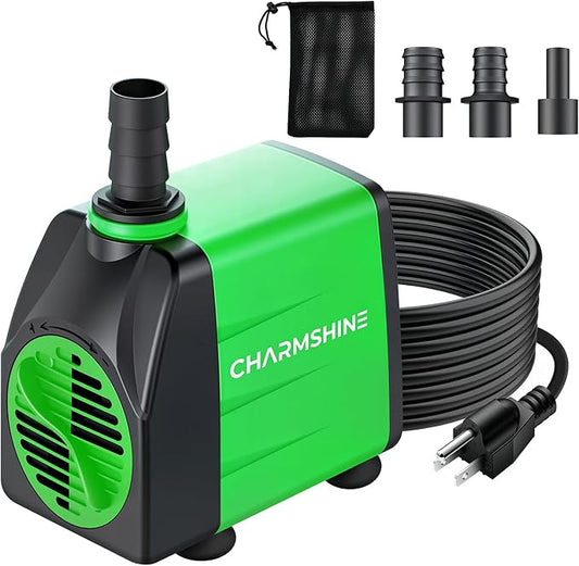 Small Fountain Pump Submersible Water Pump Aquarium 20W 396 GPH with 3 Nozzles & Free Filter Screen, Reinforced Motor, 8.2ft Power Cord Water Pump for Fish Tank,Hydroponics,Pond