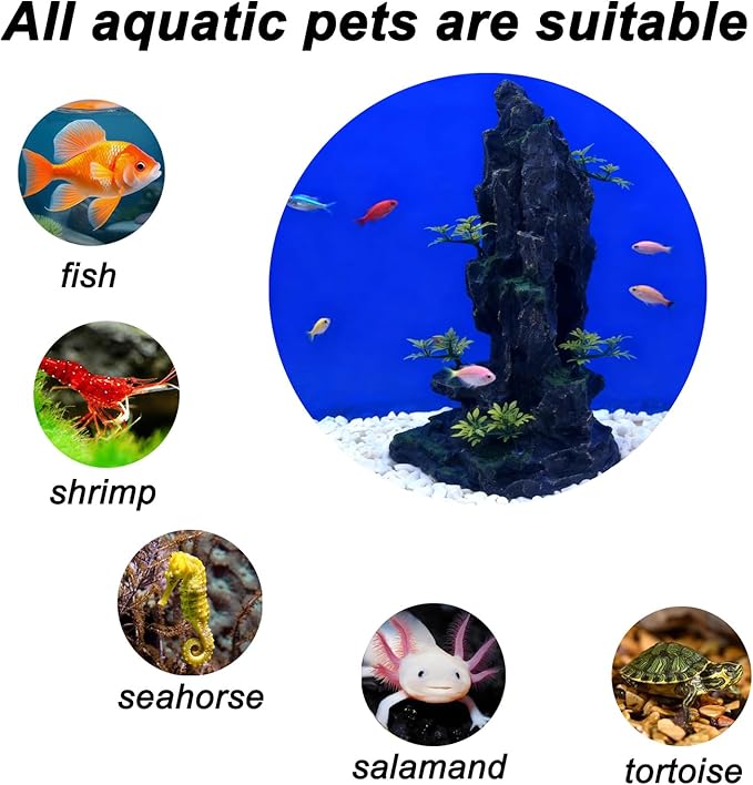 Large Aquarium Decoration - Resin Rockery Landscape Castle Decoration Fighting Fish Hiding Cave Fish Tank Ornaments Accessories - Height 14.3 inches (Green)