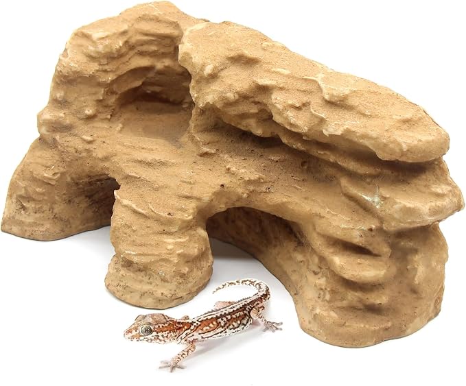Reptile Hide Shale Scape Step Ledge Backdrop, Reptile Corner Rock Basking Platform Cave Hideout Tank Accessories Decorations, Great for Reptiles, Amphibians, Leopard Gecko, Snake, Frogs, Turtle