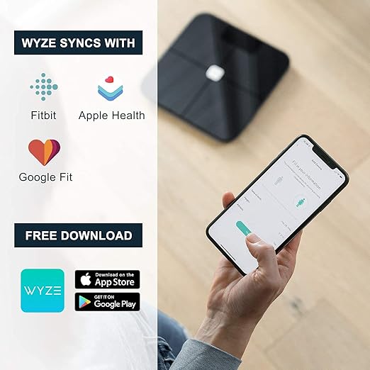 Wyze Scale for Body Weight, Digital Bathroom Smart Scale for Body Fat, BMI, and Heart Rate, 12 Body Composition Analyzer with App, Bluetooth, 400 lb (Blue)
