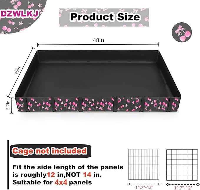 DZWLKJ Guinea Pig Cage Liner,Washable Tarp Bottom Base,Cherry Graphic,48"x48", Reusable for Rabbit, Chinchilla, Hedgehog, Ferret & Other Small Animals.
