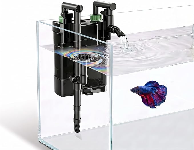 Hang on Back Aquarium Filter with Surface Skimmer, Waste Sump Chamber | 3-Stage Filtration Fish Tank Filter|Power Filter for 13-15 Gallon|Backwash function makes cleaning easier
