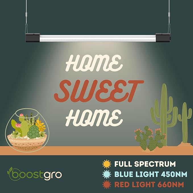 4FT LED Succulent Terrarium Plant Grow Light Linkable Full Spectrum Daylight with Enhanced 660nm Red and 450nm Blue LightTech Indoor Lighting Fixture (4 FT)