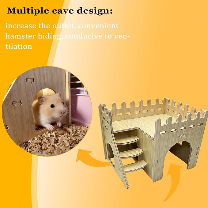 Hamster Hideout Hamster Wood House Maze Platform Detachable Cage Accessories for Rat Dwarf Hamster Gerbil Sugar Glider