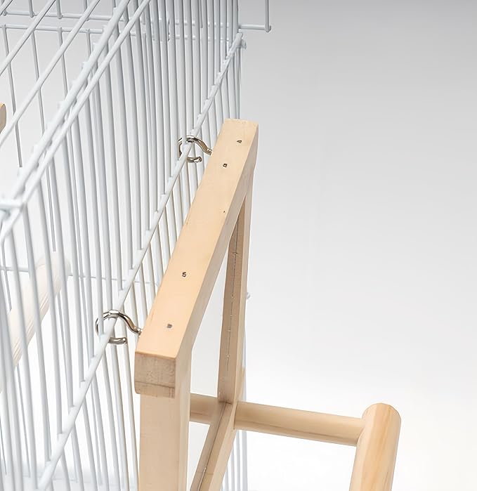 Natural Wood Bird Stand with Mirror, Perch and Swing Toy for Parakeets, Hummingbird, Lovebirds and Cockatoos (1 Pack)