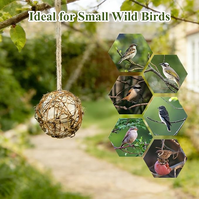 Gute Globe Hummingbird Nesters, Hummingbird Nesting Houses Set of 3, Bird Nesting Materials Holder, Refillable Balls Bird Nesting Station for Outdoor Wild Birds Wrens Finches Parrot