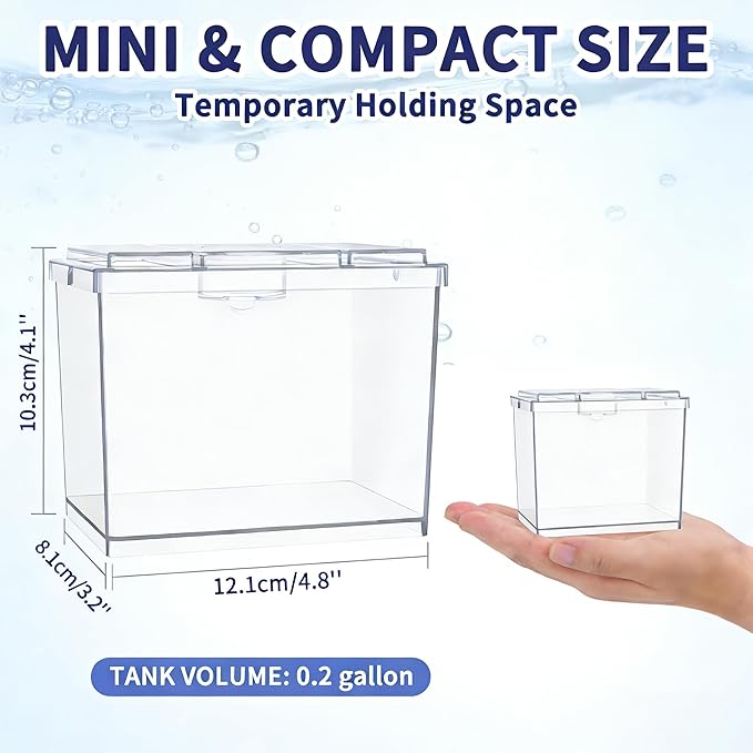 MoonOrange Mini Betta Fish Tank, Small Fish Bowl for Temporary Space, 0.2 Gallon Stackable Cube Tank with Artificial Plants and Gravels for Small Fish, Insect, Shrimp, Crab, Spider. (Pack-1)
