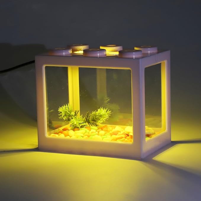 Mini Aquarium Light 0.5-2 Gallon Desktop Aquarium Yellow USB LED Light
