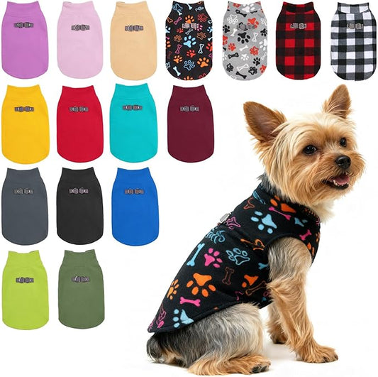 BEAUTYZOO XS Dog Sweaters, Soft Fleece Vest Pullover Dog Jacket with D-Ring Leash Attachment, Warm Winter Dog Clothes Cold Weather Doggy Chihuahua Sweater for Small Dogs Cats Boy or Girl, XSmall