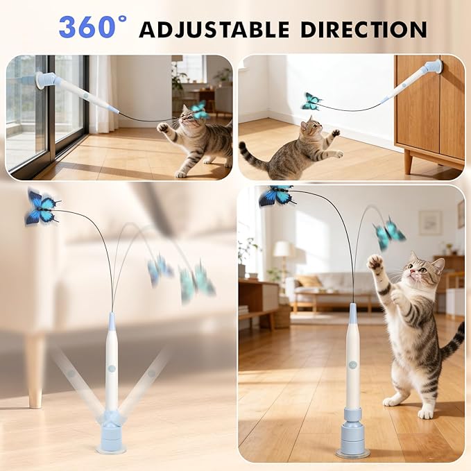 Wortade Interactive Cat Toys for Indoor Cats, Automatic Butterfly Cat Toy USB Rechargeable, Electric Cat Teaser Toy for Bored Indoor, Flying Bird Feather Wand Toy Kitten Toys Multi Cat Households