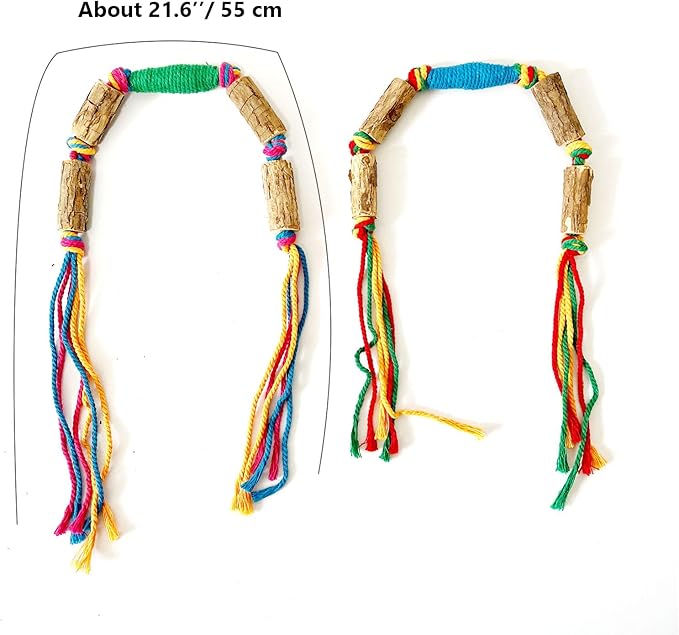 IUHKBH Silvervine Cat Toy, 2 Packs Colorful Chew Ropes with Silvervine Sticks and Refillable Natural Catnip Bag for Teeth Cleaning Safe Interactive Toy for Indoor Cat Kitten
