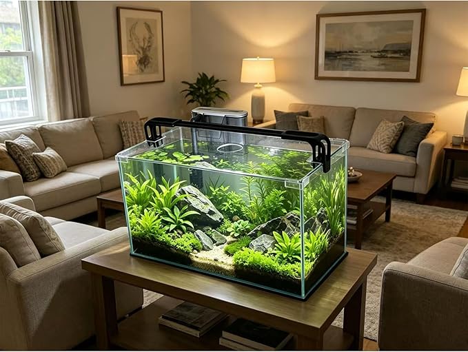 Vimvins 10 Gallon Glass Fish Tank, Easy to Maintain Small Aquarium for Betta/Shrimp and Aquatic Planting.