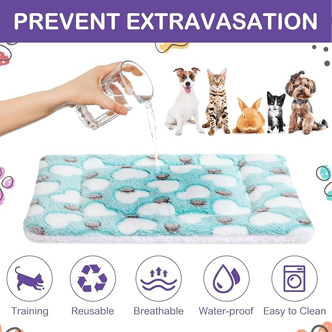 Haull 4 Pcs Waterproof Guinea Pig Bedding Guinea Pig Bed Plush Cage Liners Soft Rabbit Dog Crate Pad Cat Mat Reversible Cozy Animal Pee Pad Hamster Bunny Mat Accessory(Heart,13 x 18.5 Inch)