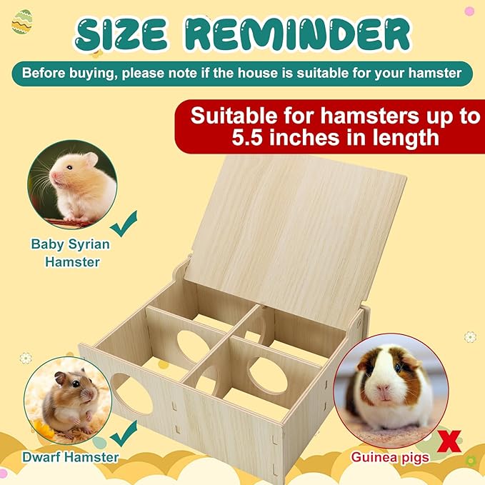Hamster and Mouse Wooden Tunnel Cage Secret Peep Shed Chamber Hideout & Tunnel Exploring Toys